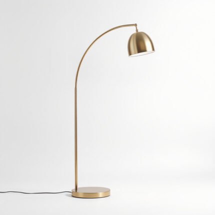 Arc Floor Lamp Brass Modern Living Room – Adjustable Height, Polished Brass Finish